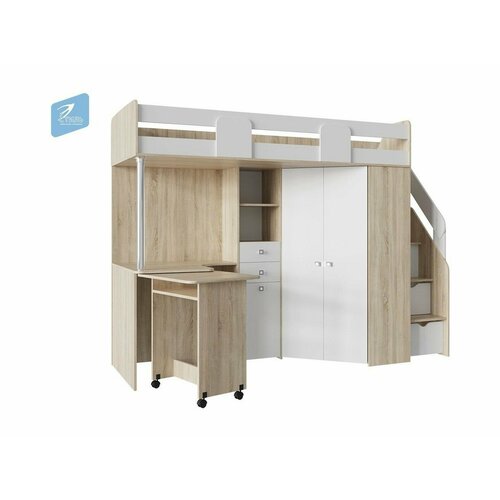 Кровать-чердак Мийа А Дуб сонома светлый Дуб молочный 41137₽