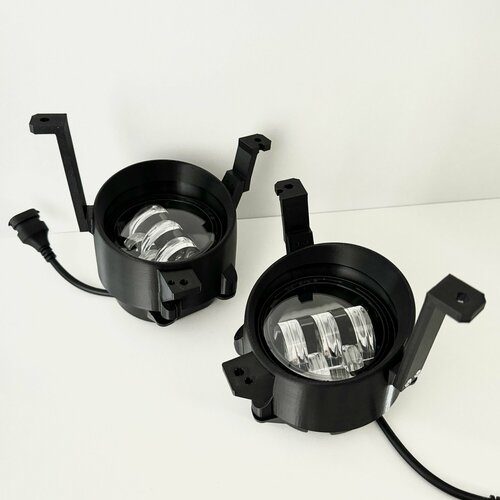 LED Противотуманные фары (ПТФ) 3D-Light, Мitsubishi Grаndis 2003-2009 г. в, 55w, 5 линз, Однорежимные (белый свет 6000k)