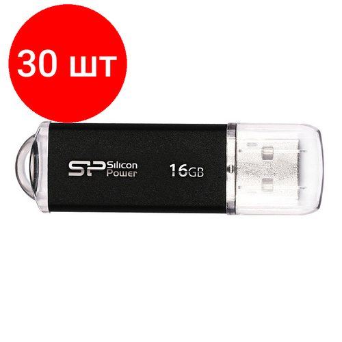 флешка silicon power ufd ultima ii i 4 гб 1 шт black Комплект 30 штук, Флеш-память Silicon Power Ultima II I-Ser, 16Gb, USB 2.0, SP016GBUF2M01V1K