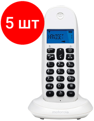 Комплект 5 штук, Радиотелефон Dect Motorola C1001CB+ (цвет белый)