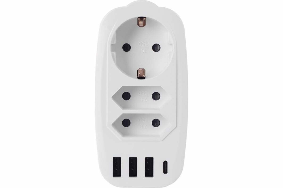 Разветвитель RocketSocket 230 В, 16 А, IP20, 3 розетки, 3*USB 3A+C с блоком 5В/3.1А, защитные шторки, цвет белый - фото №16