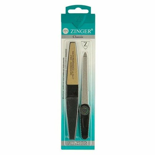 Маникюрный набор Zinger SIS-1, полировка и пилка металлическая, 2 шт двусторонняя пилка для ногтей разноцветная губка полировка полировка шлифовка полоски инструменты для полировки педикюра маникюра 10