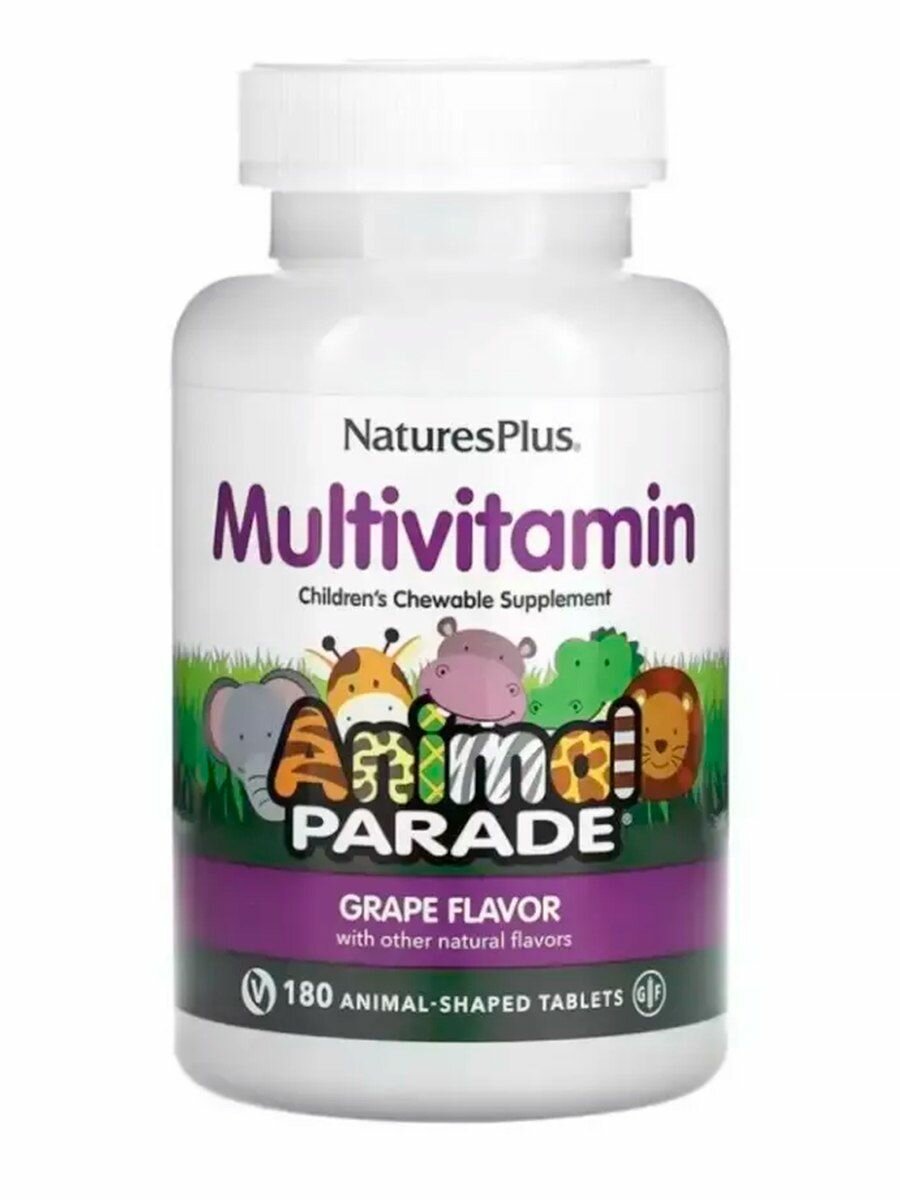 Комплекс витаминов для детей, мультивитамины, Animal parade