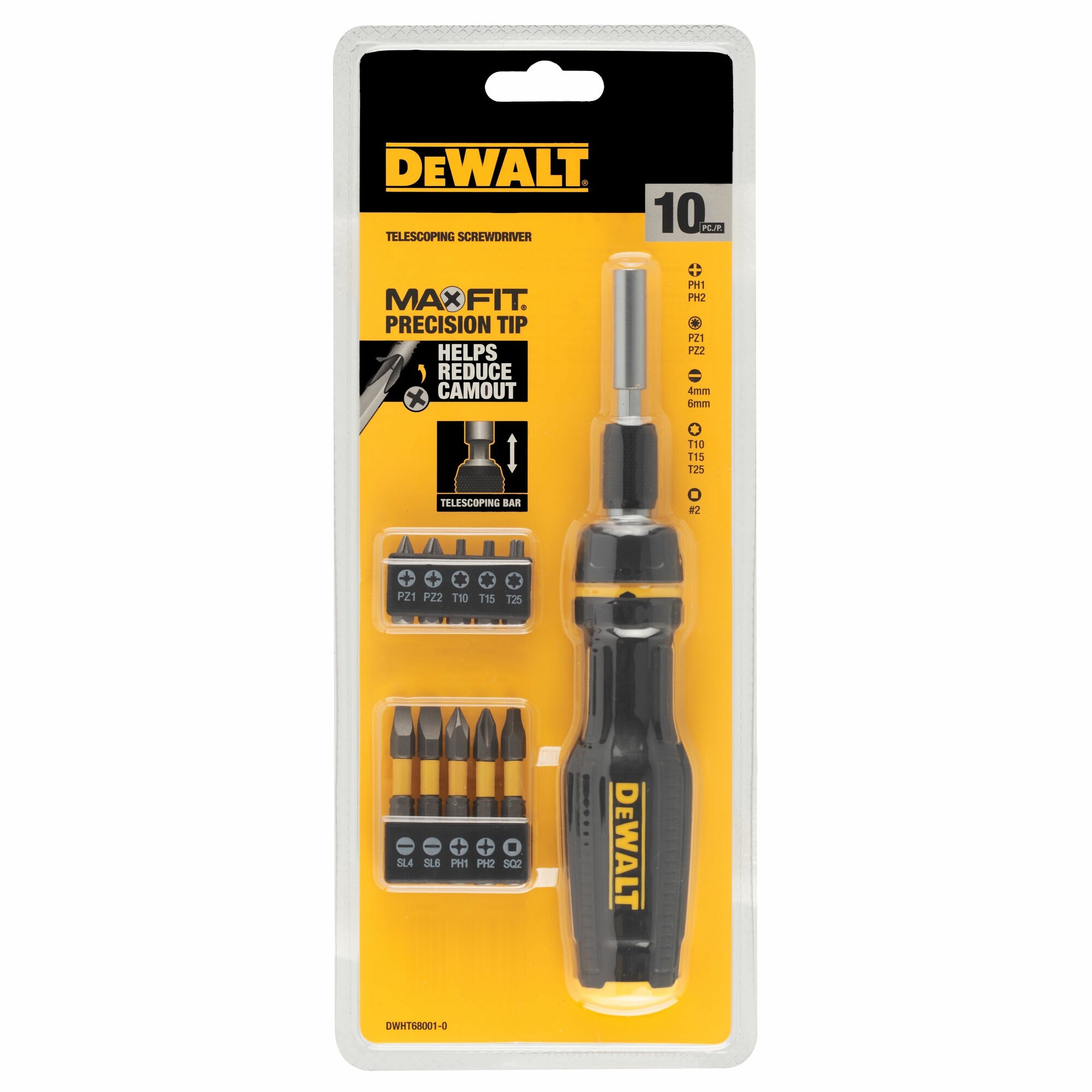 Отвертка DEWALT, телескопическая, со сменными битами, 10 бит, - фото №4