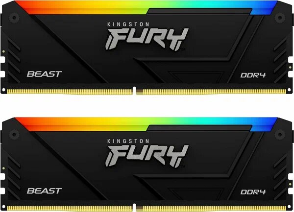 Оперативная память Kingston FURY Beast Black RGB 32 ГБ DDR4 3200 МГц DIMM CL16 (KF432C16BB12AK2/32)