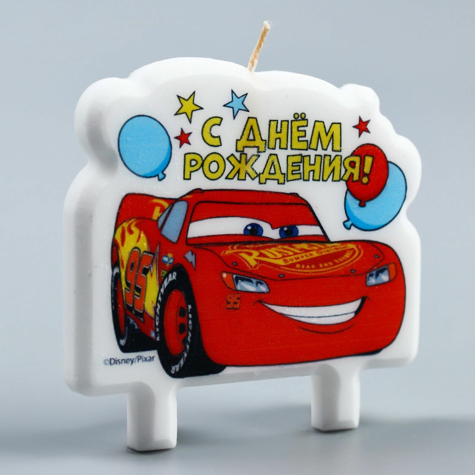 Фигурная свеча-табличка для торта с изображением Маквина, главного героя мультфильма Тачки, 8 см