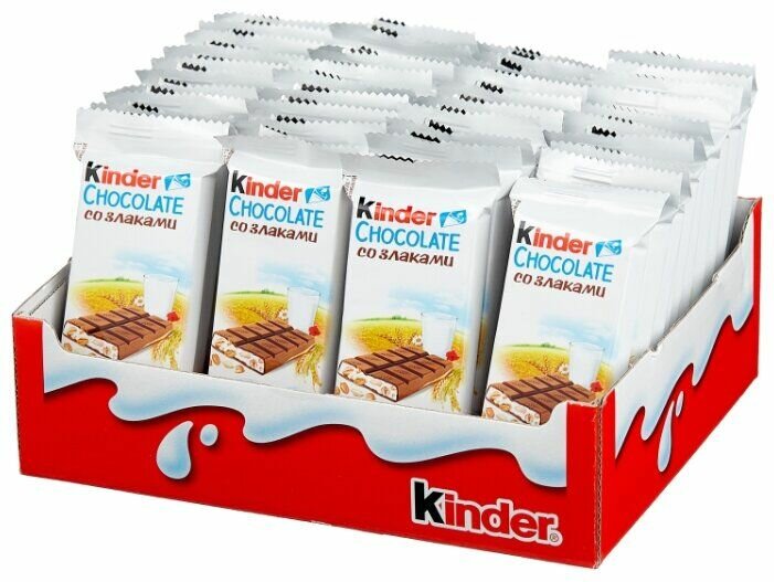 Шоколад Kinder Chocolate молочный со злаками, 40 шт