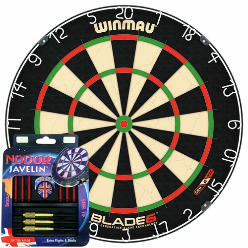 Мишень WINMAU BLADE Plus Javelin Brass (Профессиональный уровень) с дротиками для игры в Дартс.