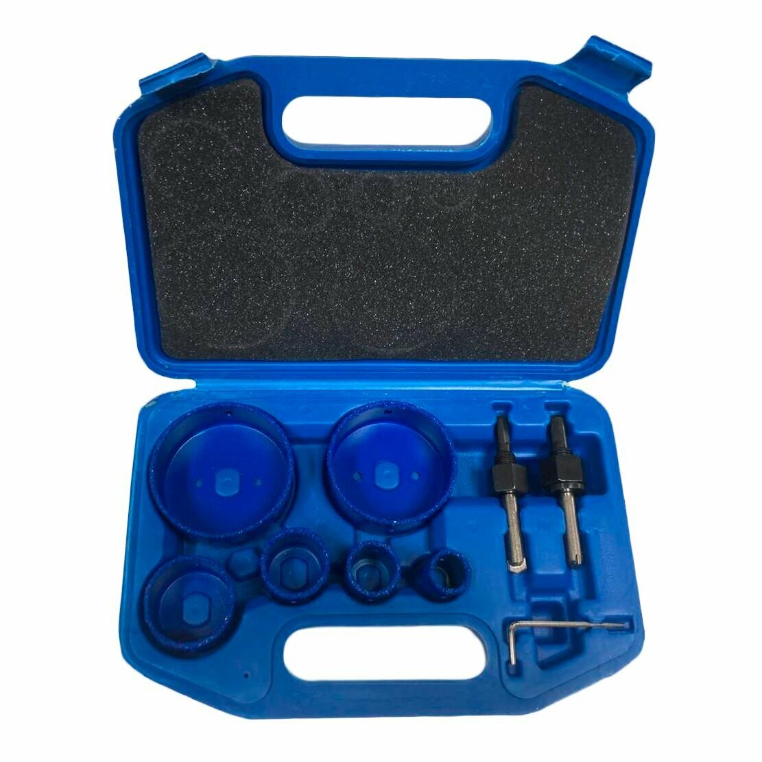 фото Набор коронок для сверления отверстий в плитке, мраморе, стекле, керамике. С направляющим сверлом (9 предметов)