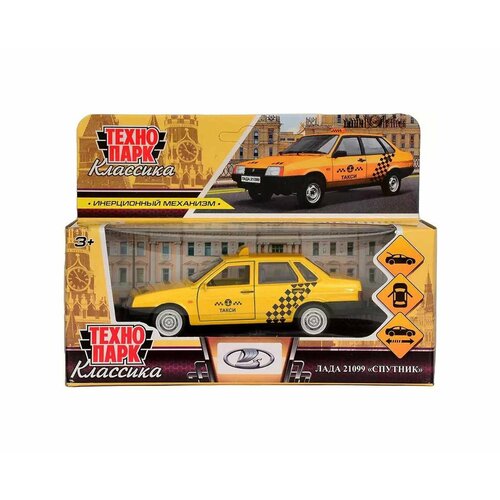 Машинка игрушечная Технопарк - Лада 21099 Спутник, такси, 12 см, инерция, 1шт машина металлическая ваз 21099 спутник такси 12 см открываются двери и багажник цвет жёлтый