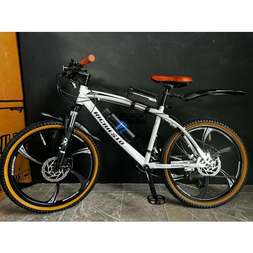 Велосипед горный RICHIESTO 24 колёса Алюминиевые кованные литые диски Детский Подростковый Спортивный белыйкоричневый 26500₽