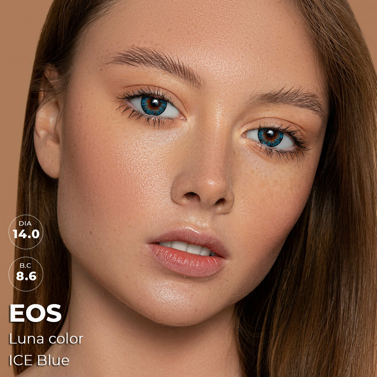 Цветные контактные с диоптриями EOS Luna Color Ice Blue -4.5 / 14.0 / 8.6 / 2шт.