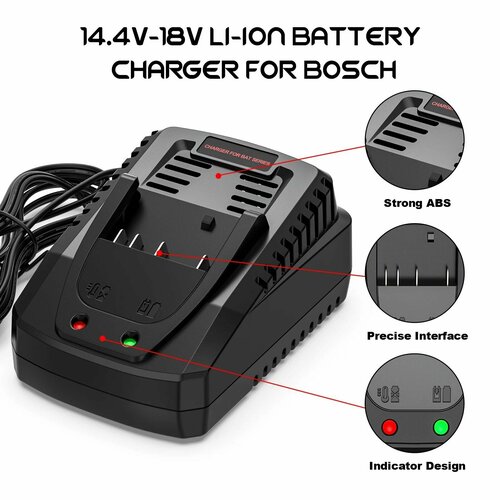 Зарядное устройство, совместимое с аккумуляторами Bosch AL1860CV 14.4V 18V 2,5A, BAT609G, BAT618, BAT618G, BAT614, 2607336236, Россия/EU вилка