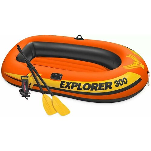 надувная лодка intex explorer 300 с набором 58332 коричнево красный Лодка 3-х местная Explorer-300 211*117*41 см