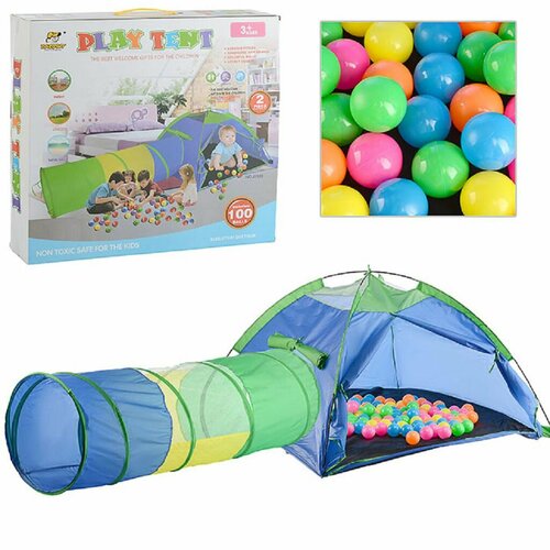 Палатка детская (палатка , тоннель , 100 шаров) в коробке (J1103)
