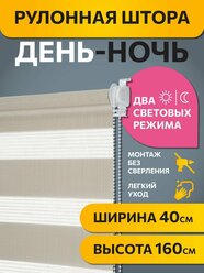 Рулонные шторы день ночь Бейс Какао с молоком DECOFEST 40 см x 160 см, жалюзи на окно