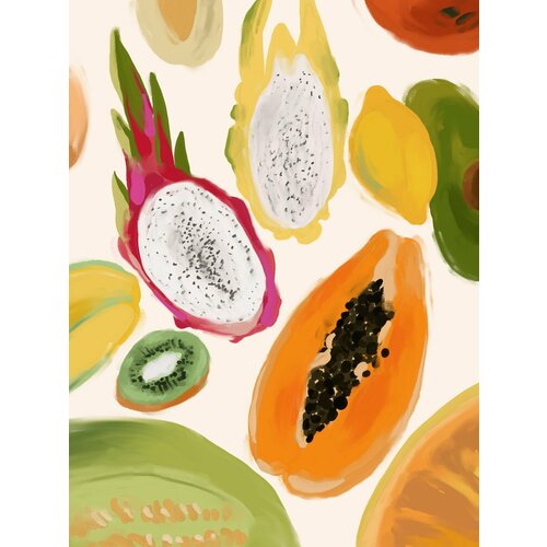 Постер интерьерный Тропические фрукты А4 580₽