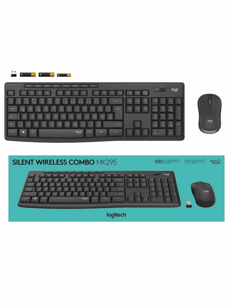 Клавиатура+мышь беспроводная Logitech Combo MK295 Black