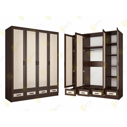 Шкаф распашной четырехстворчатый от фабрики Стиль Стиль Ч-4м 34352₽