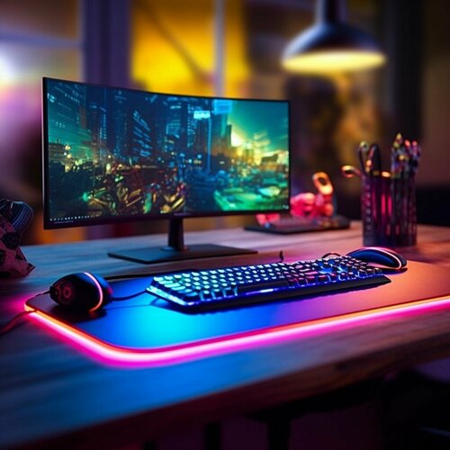 Компьютерный коврик 80х30 см с RGB подсветкой компьютерный геймерский коврик 80х30 см dota2