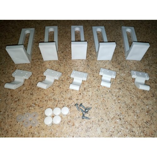 Универсальное крепление экрана для акриловых ванн и душевых поддонов (5 верх + 5 низ)+саморезы с белыми декоративными заглушками