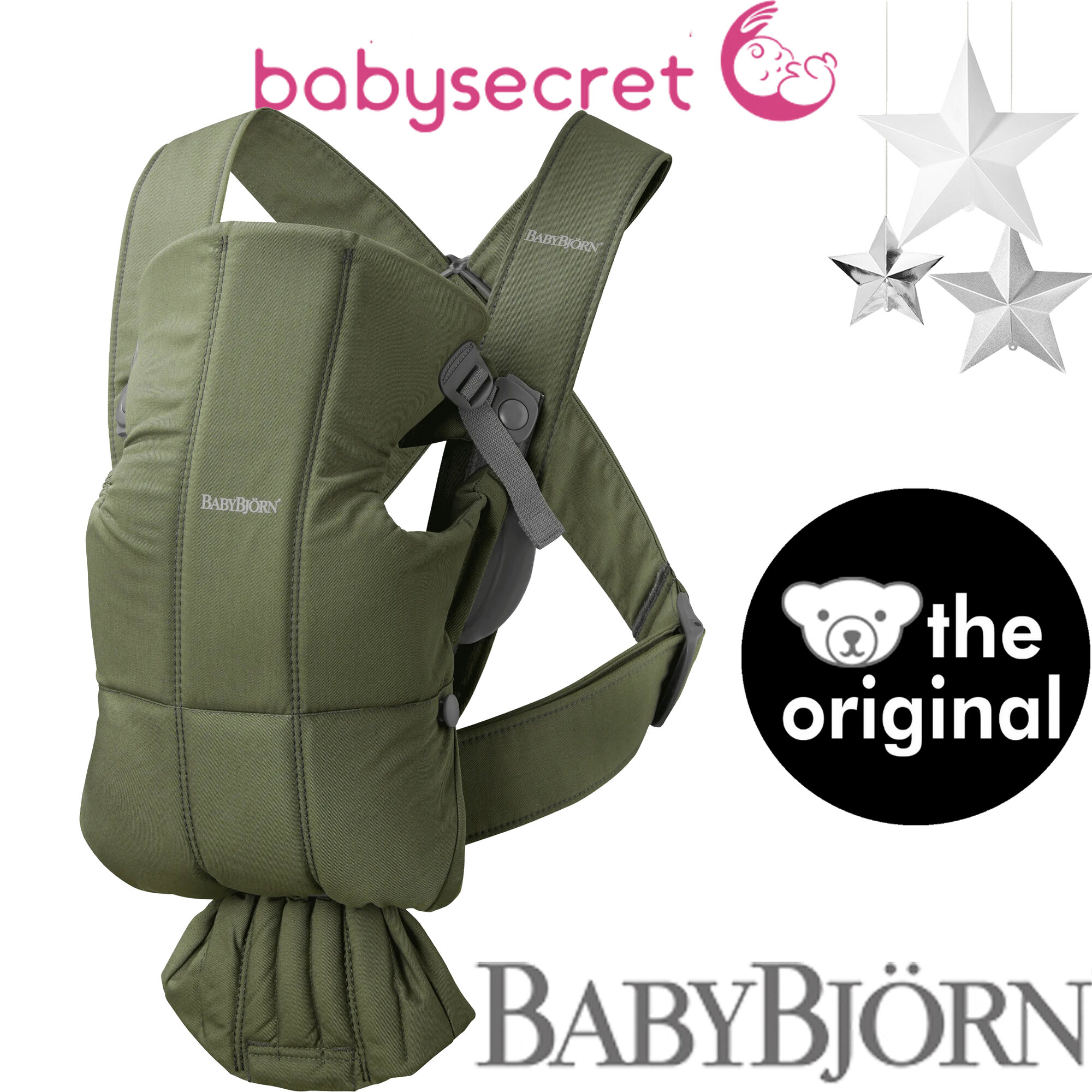 Рюкзак-Кенгуру для новорожденных BabyBjorn Mini Cotton dark green 0210.40