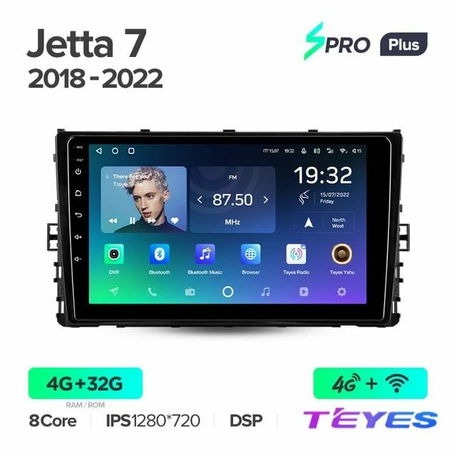 Магнитола Volkswagen Jetta 7 2018-2022 Teyes SPRO+ 4/32GB, штатная магнитола, 8-ми ядерный процессор, IPS экран, DSP, 4G, Wi-Fi, 2 DIN