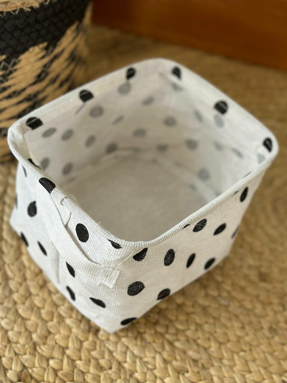 фото Корзина под хранения из плотной ткани водоотталкивающая горошек Sea Home