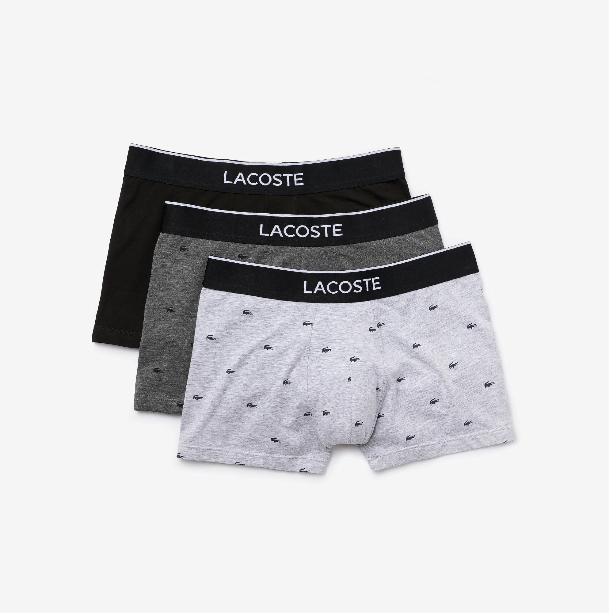 Трусы LACOSTE, комплект из 3 шт., размер TM, черный/серый