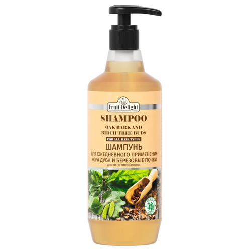 FRUIT DELIGHT, Шампунь для волос для ежедневного применения, с экстрактом Коры дуба и березовых почек, 1000 мл.