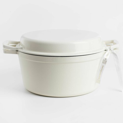 Казан 25 см 43 л с крышкой сковородой-гриль чугун молочный Roram 7990₽