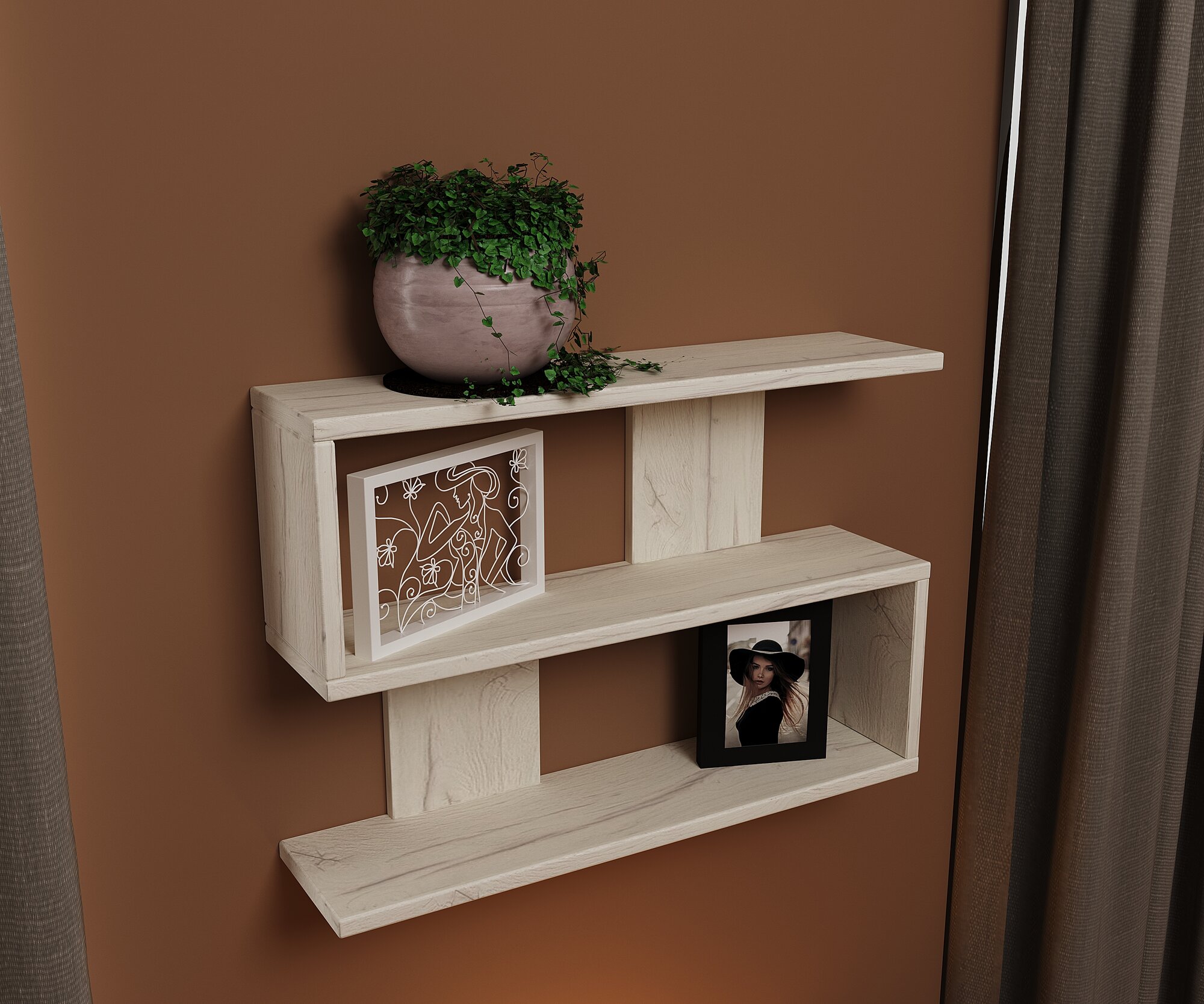 Полка Comfort-Avenue "Скандинавия", ЛДСП, открытая, настенная, 60х42х15 см