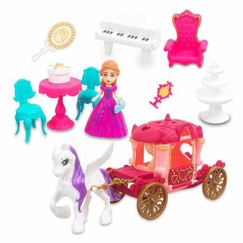 Карета с лошадью и куклой с аксессуарами и столом (SG-29054AB) карета с лошадкой oubaoloon карета с лошадью пластик на листе 152 26