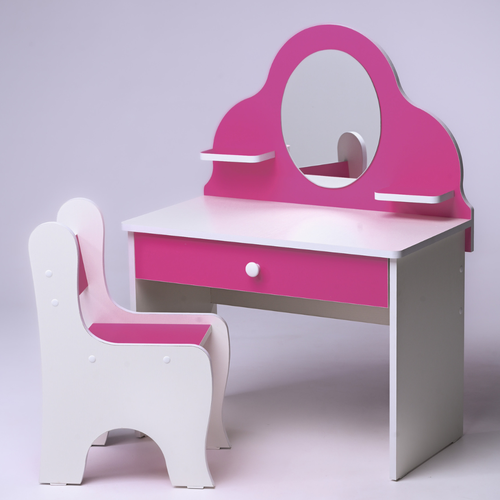 Туалетный столик для девочек с зеркалом и стулом малиновый 5500₽
