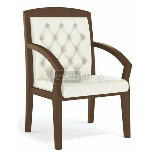 Конференц-кресло Senator Lux Senator Lux Ivory 22042 walnut каркас дерево темный-орех бежевая натуральная кожа 49170₽