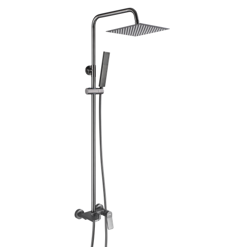 Душевая система с тропическим душем (гарнитур) и стойкой из латуни WaterHouse (графит)