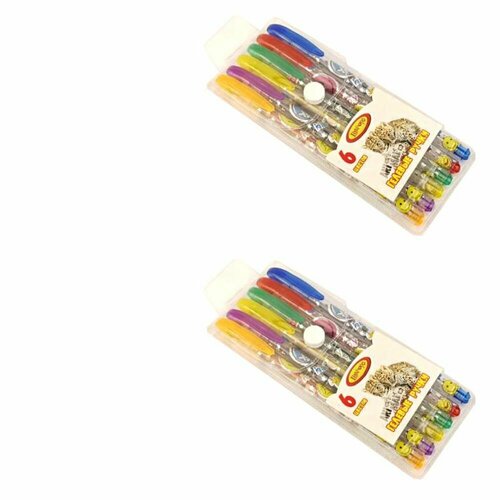 Лимпопо Набор ручек гелевых Animals 6 цветов 2 уп 477₽