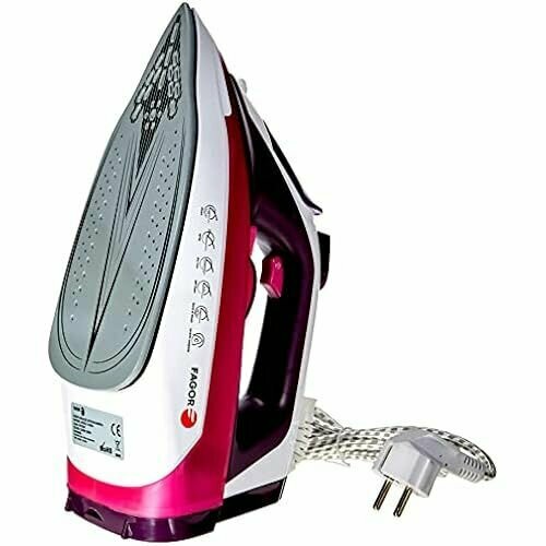 Беспроводной паровой утюг Fagor Comfort EasyDrive FG305 керамическая подошва и прецизионная насадка вертикальное глажение паровой удар 2600 Вт фиолетовый металл розовый XL 1710000₽