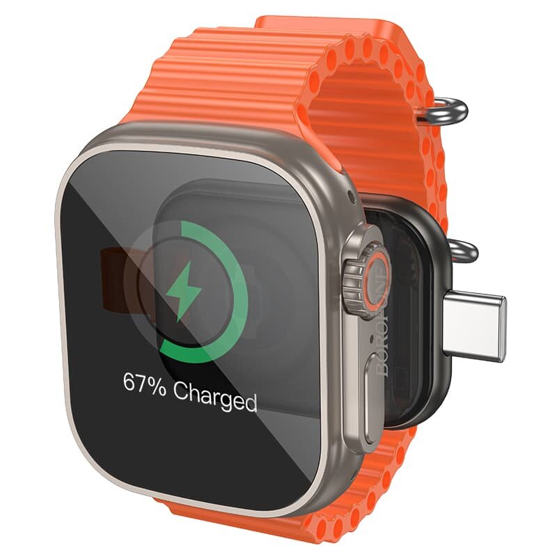 Магнитное зарядное устройство для часов Apple Watch BQ25A Type-C USB серебро — фото 1