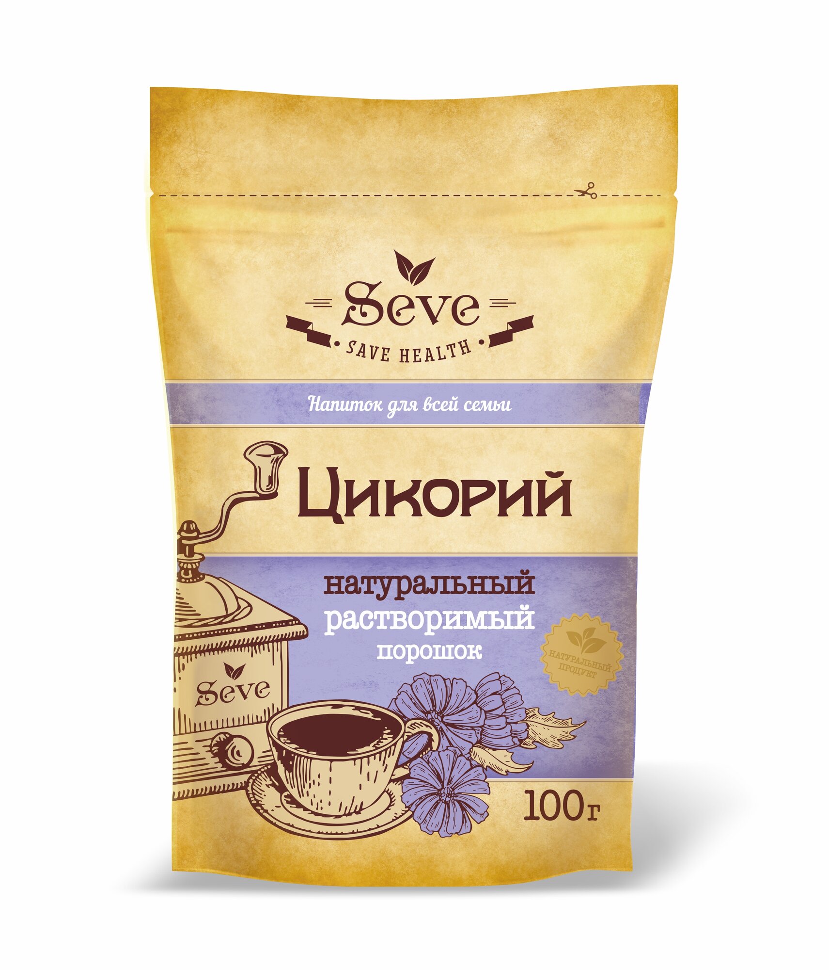 Цикорий натуральный растворимый порошок  SEVE  100г  2 штуки в упаковке
