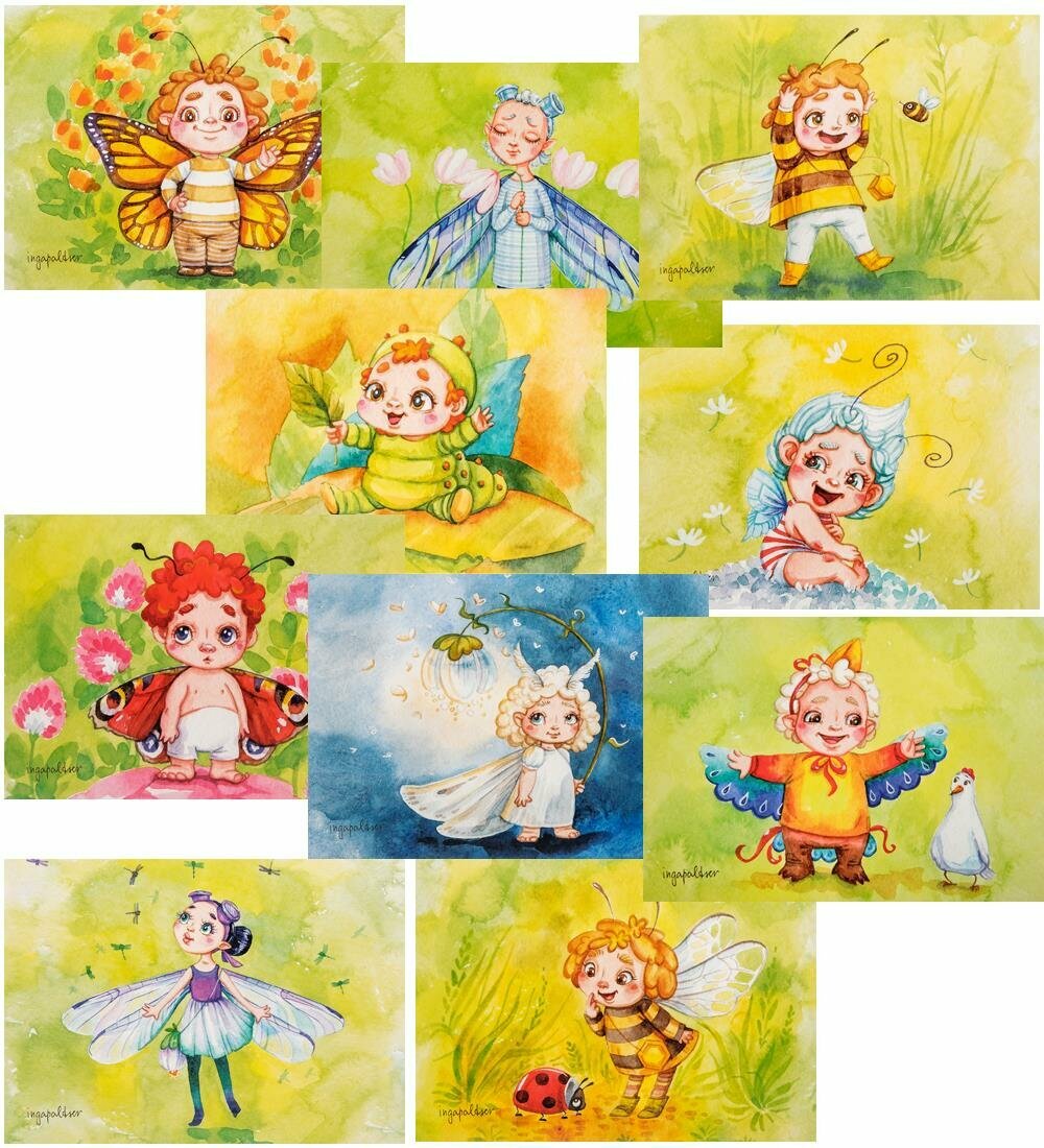 Набор из 10 почтовых открыток Букашки И  Пальцер A2174262 Sunpreeze  Бумага