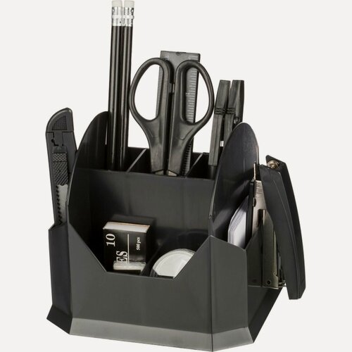 Изображение товара Настольный набор пластиковый вращающийся Attache (15 предметов) 138х148х130мм, черный