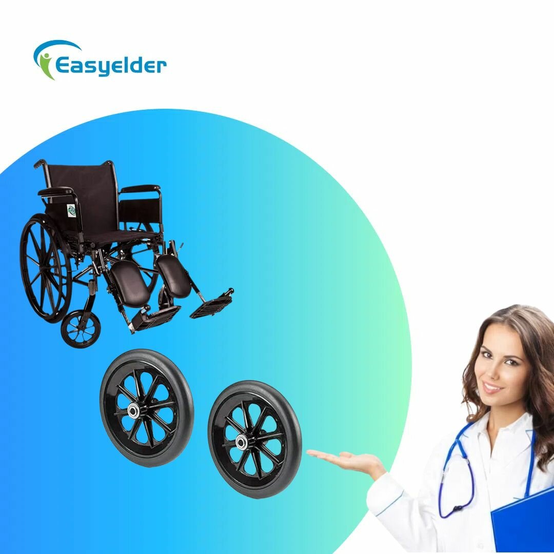 Easyelder Переднее колесо для замены инвалидной коляски, ролики для замены ходунков, черный,7 дюймов