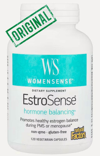 Изображение товара Natural Factors, WomenSense EstroSense, поддержка гормонального баланса, при ПМС и менопаузе, 120 капсул