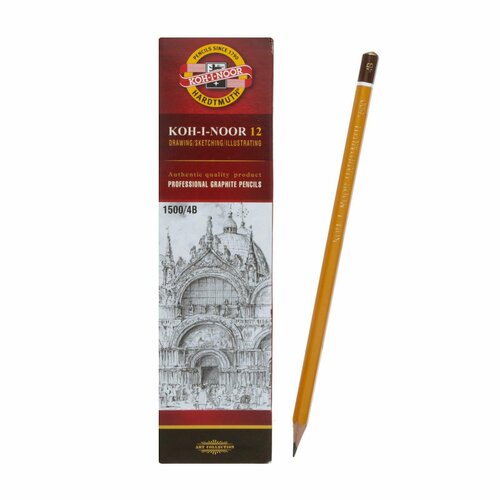 Карандаш чернографитный 25 мм Koh-I-Noor 1500 4B профессиональный L175 мм 183₽