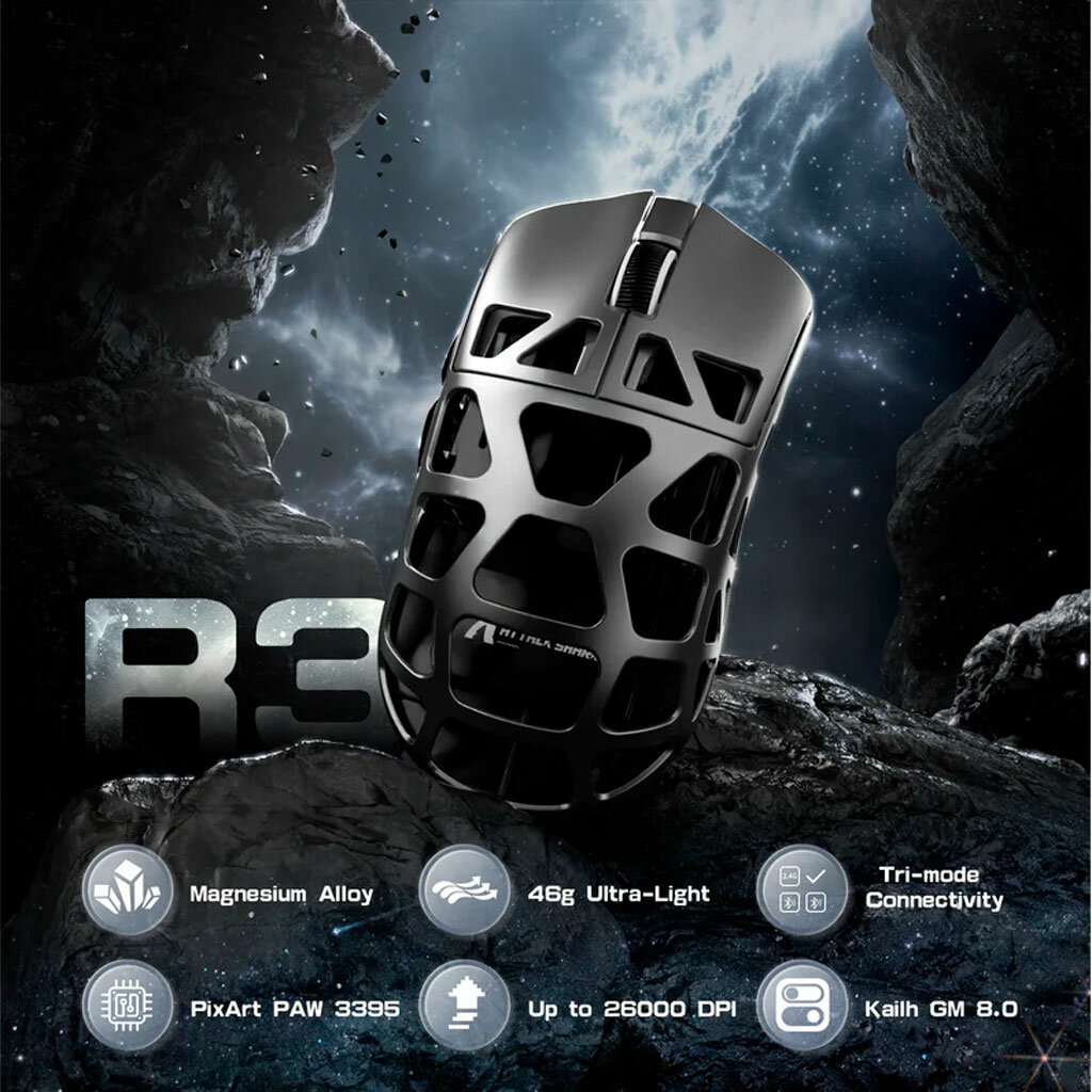 Мышь Attack Shark R3 Titanium Grey серебристый USB, Радиоканал, Bluetooth — фото 1