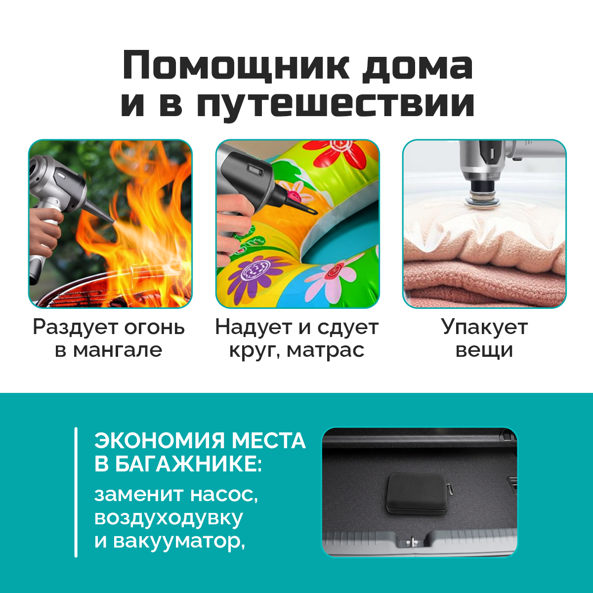 Автомобильный пылесос беспроводной 3 в 1. Мини-пылесос для дома, пылесос для автомобиля, мебели, компьютера, аккумуляторный, ручной — фото 1