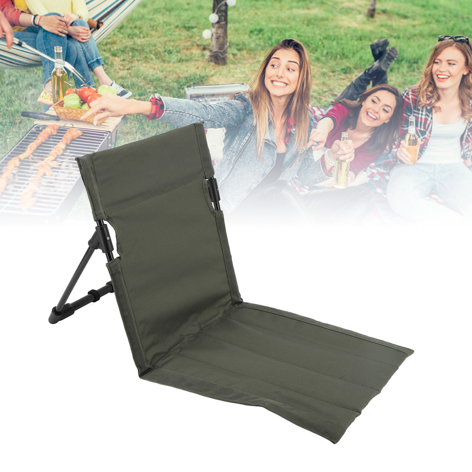 На открытом воздухе шезлонг Park шезлонг портативный складной пляжный шезлонг для взрослых с регулируемой спинкой OD зеленый