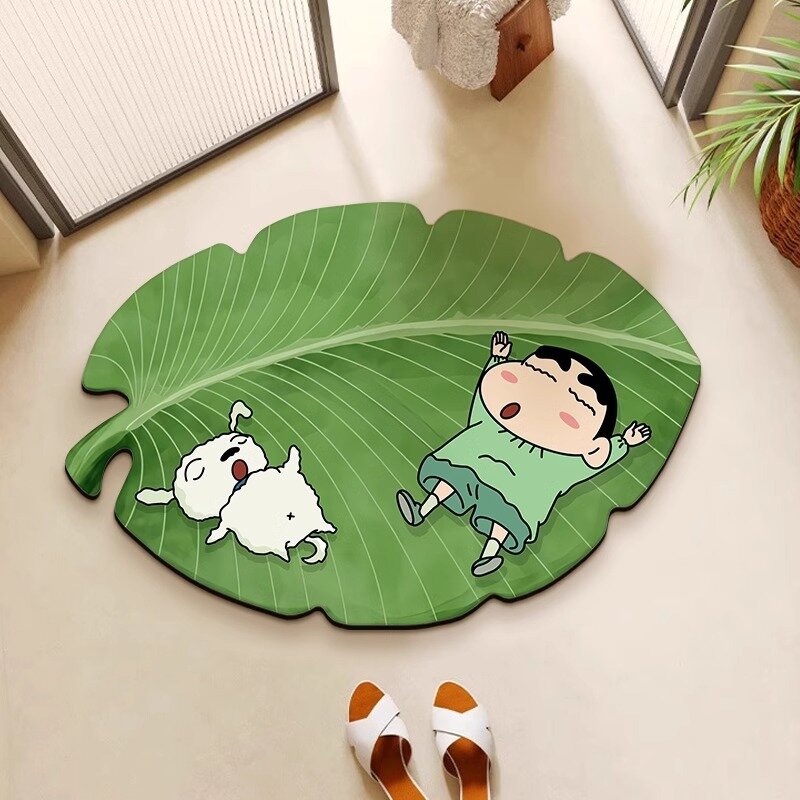 Crayon Shinchan Коврик для ванной впитывающий листья зеленый 60x90 см