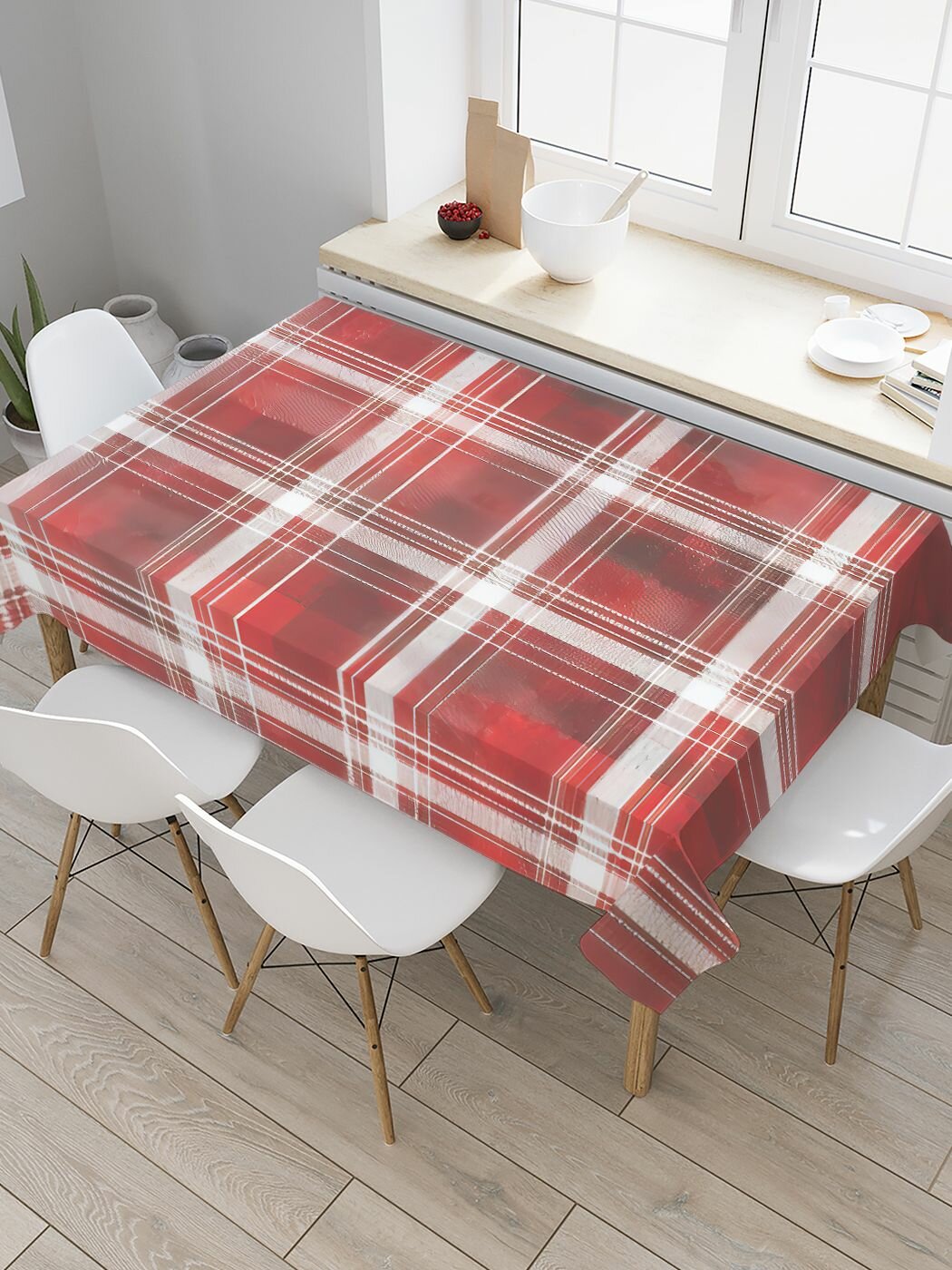 Прямоугольная тканевая скатерть на стол с рисунком 